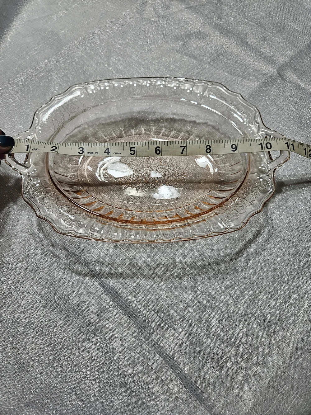 Anchor Hocking Pink Depression Glass Serving Tray with Handles